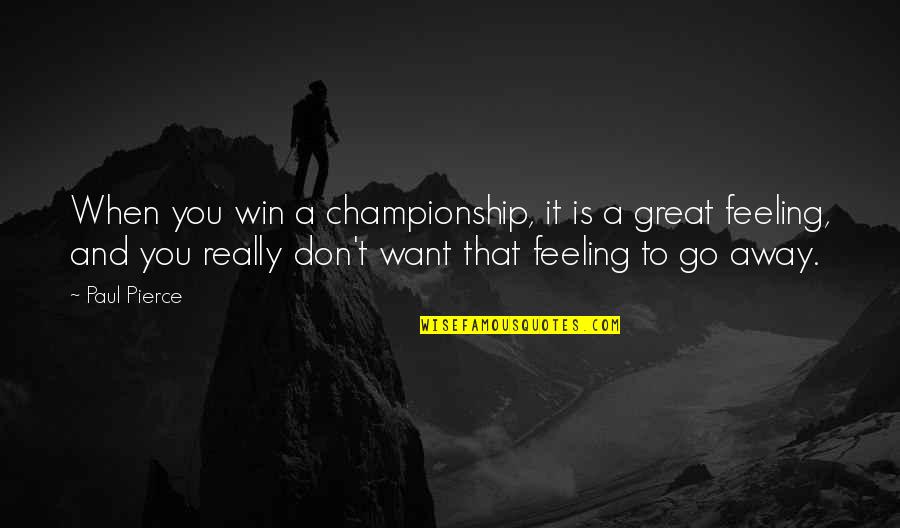 That Feeling Quotes By Paul Pierce: When you win a championship, it is a