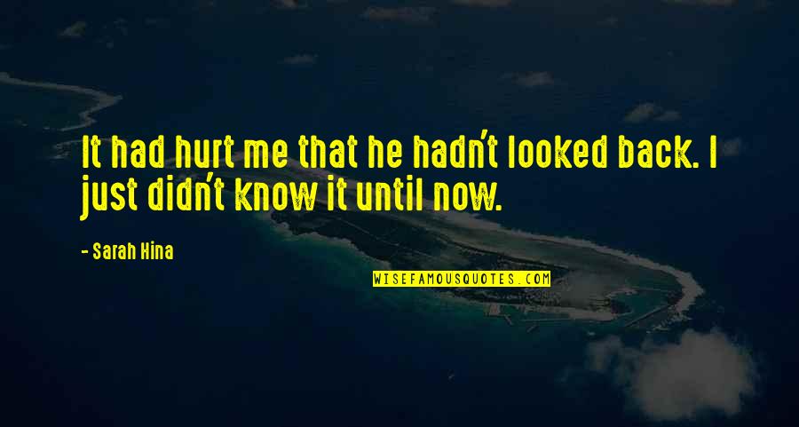 That Hurt Me Quotes By Sarah Hina: It had hurt me that he hadn't looked