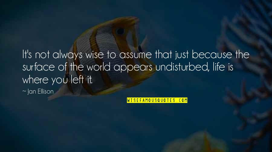 That Is Life Quotes By Jan Ellison: It's not always wise to assume that just That Is Life Quotes By Jan Ellison: It's not always wise to assume that just