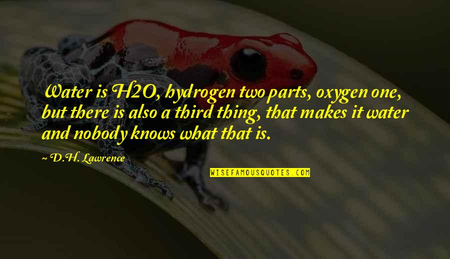 That Makes Two Quotes By D.H. Lawrence: Water is H2O, hydrogen two parts, oxygen one,
