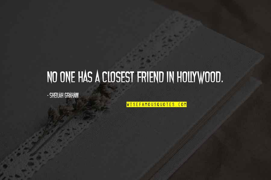 That One Best Friend Quotes By Sheilah Graham: No one has a closest friend in Hollywood.