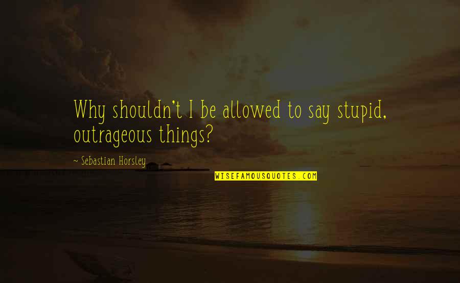 That One Guy Tumblr Quotes By Sebastian Horsley: Why shouldn't I be allowed to say stupid,