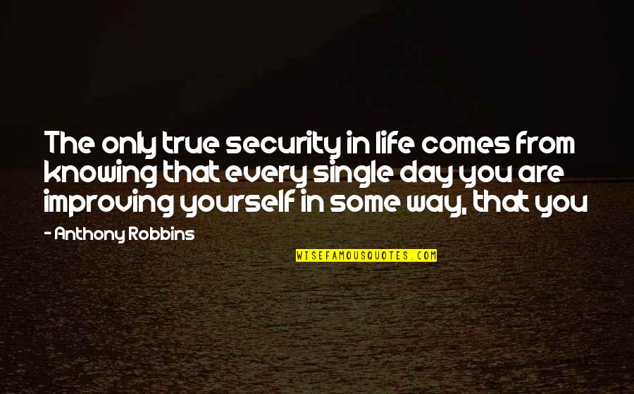 That Single Life Quotes By Anthony Robbins: The only true security in life comes from