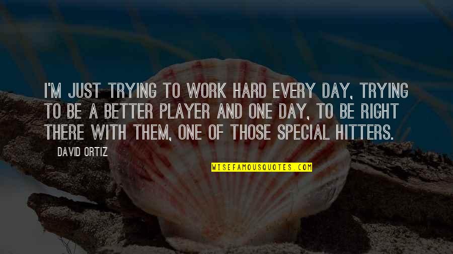 That Special Day Quotes By David Ortiz: I'm just trying to work hard every day,