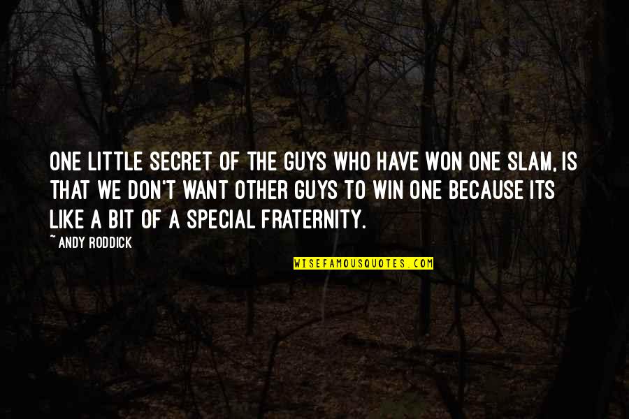 That Special One Quotes By Andy Roddick: One little secret of the guys who have