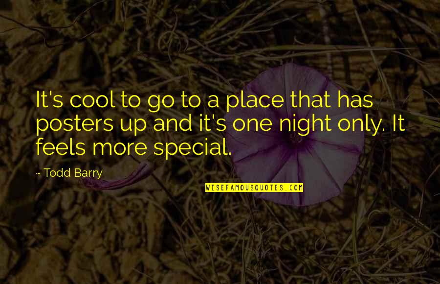 That Special One Quotes By Todd Barry: It's cool to go to a place that