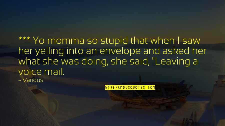 That Was Stupid Quotes By Various: *** Yo momma so stupid that when I