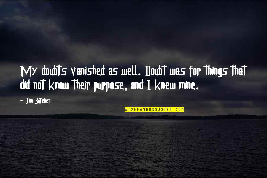 That Well Quotes By Jim Butcher: My doubts vanished as well. Doubt was for