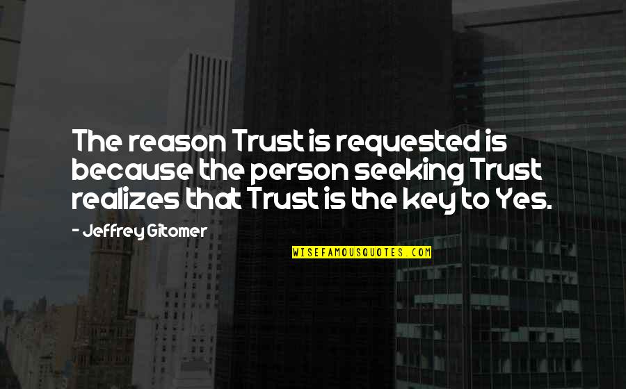 That You Requested Quotes By Jeffrey Gitomer: The reason Trust is requested is because the
