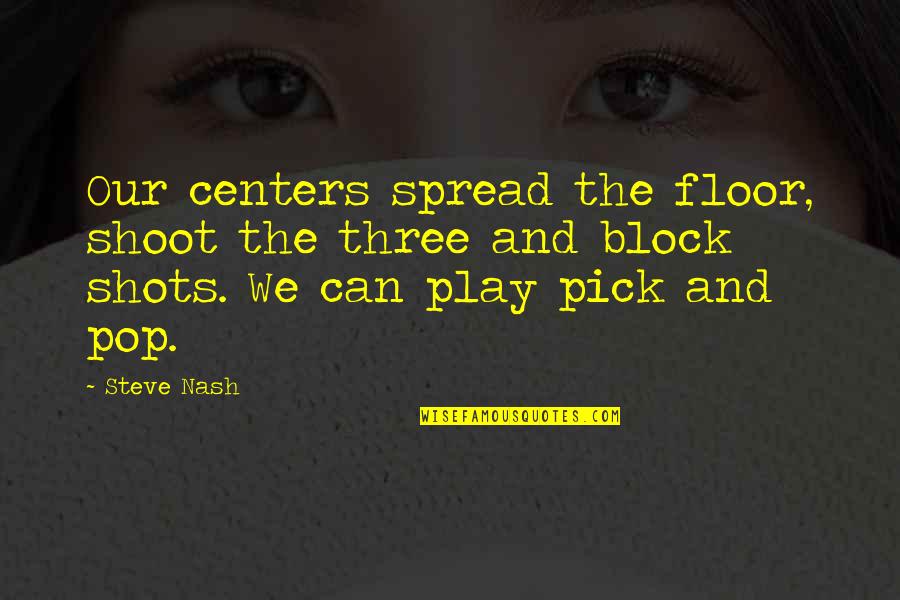 Thatanicapizza Quotes By Steve Nash: Our centers spread the floor, shoot the three Thatanicapizza Quotes By Steve Nash: Our centers spread the floor, shoot the three