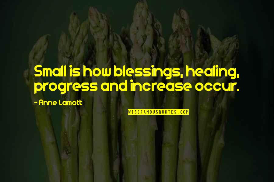 Thati Nungu Quotes By Anne Lamott: Small is how blessings, healing, progress and increase