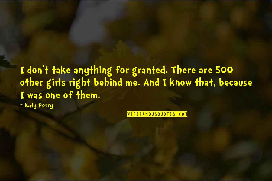 That's Me Right There Quotes By Katy Perry: I don't take anything for granted. There are