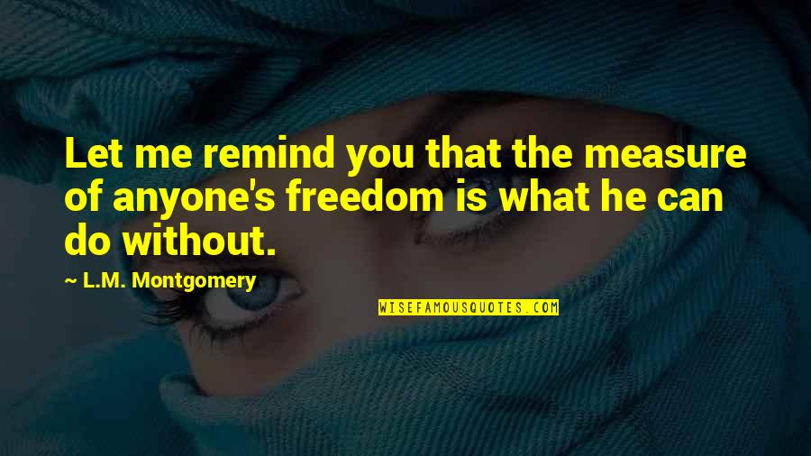 That's Me Without You Quotes By L.M. Montgomery: Let me remind you that the measure of
