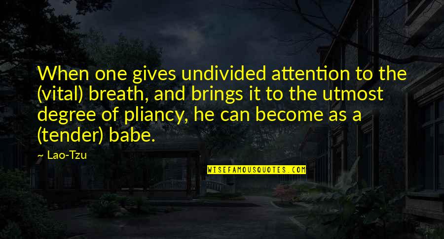 That's My Babe Quotes By Lao-Tzu: When one gives undivided attention to the (vital)