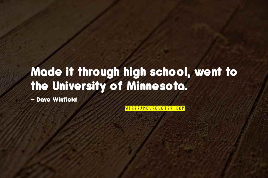 Thats So Minnesota Quotes By Dave Winfield: Made it through high school, went to the