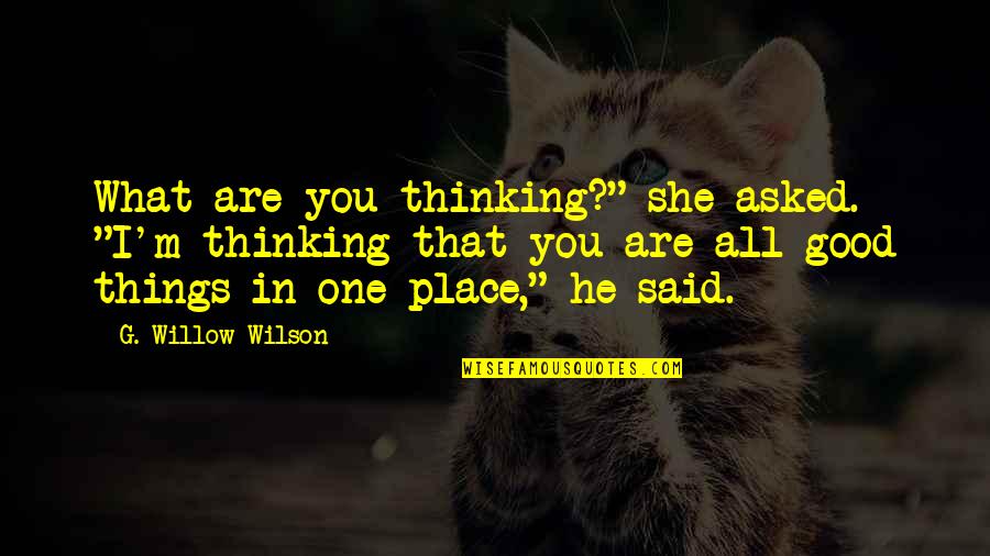 That's What She Said Quotes By G. Willow Wilson: What are you thinking?" she asked. "I'm thinking