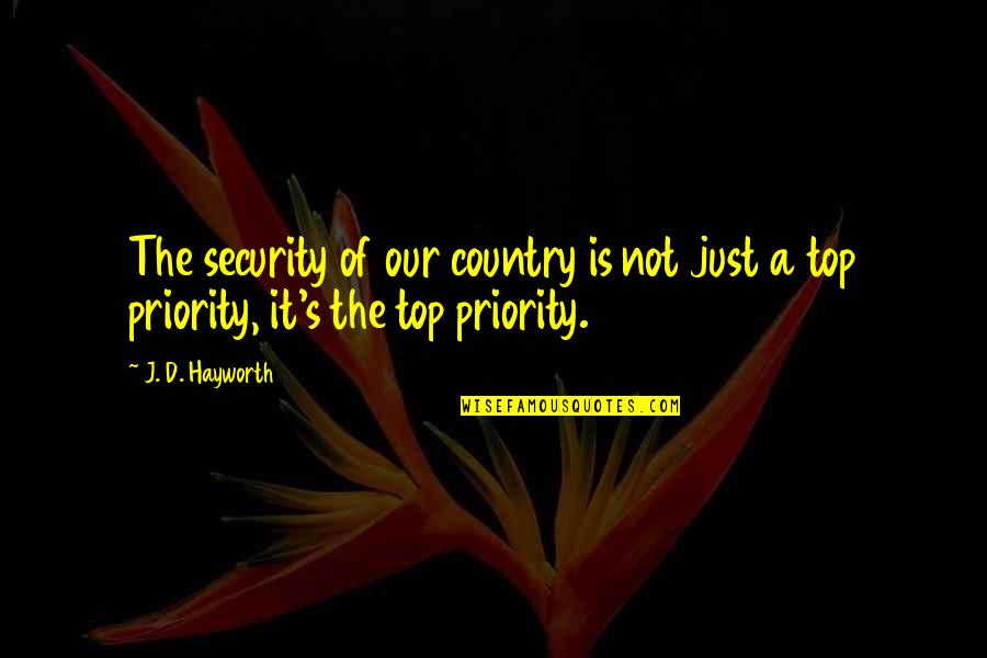 Thatsart Quotes By J. D. Hayworth: The security of our country is not just