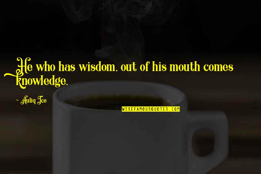 Thatthey Quotes By Auliq Ice: He who has wisdom, out of his mouth