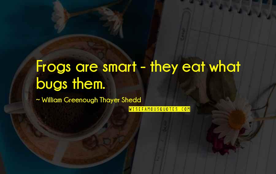 Thayer Quotes By William Greenough Thayer Shedd: Frogs are smart - they eat what bugs