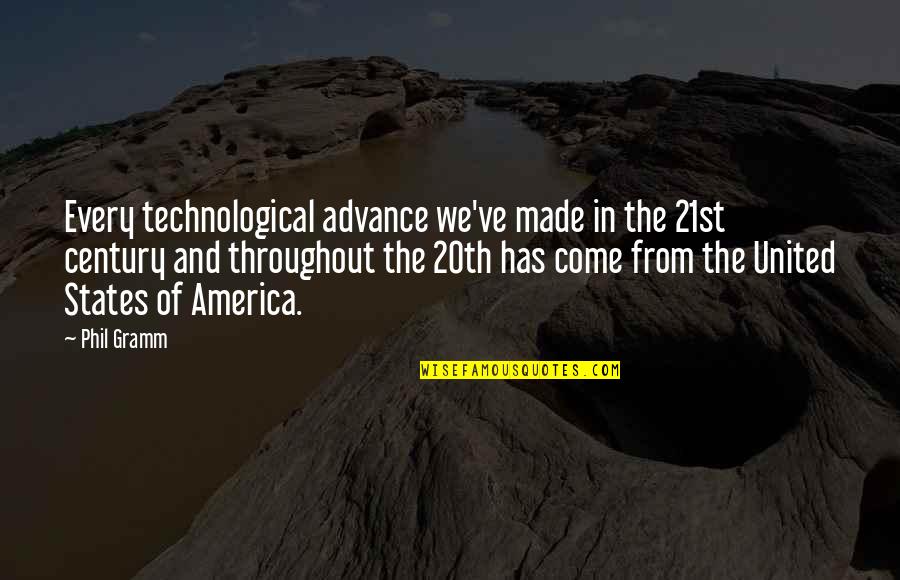 The 20th Century Quotes By Phil Gramm: Every technological advance we've made in the 21st