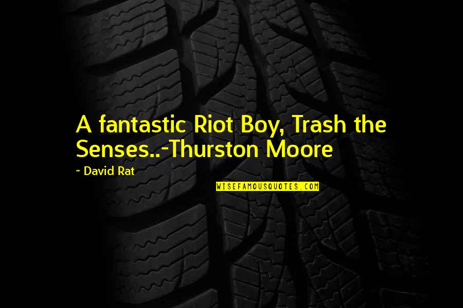 The 5 Senses Quotes By David Rat: A fantastic Riot Boy, Trash the Senses..-Thurston Moore