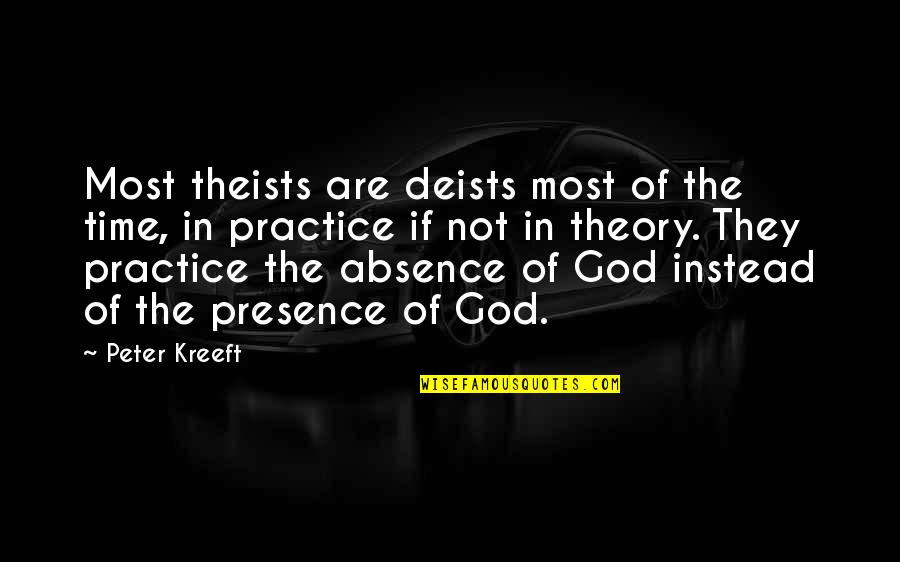The Absence Of God Quotes By Peter Kreeft: Most theists are deists most of the time, The Absence Of God Quotes By Peter Kreeft: Most theists are deists most of the time,