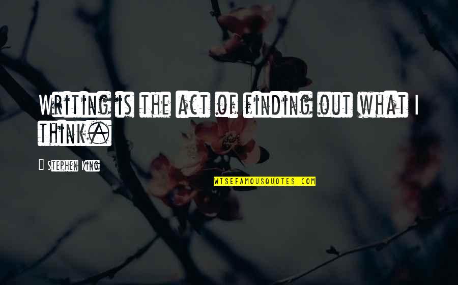 The Act Of Writing Quotes By Stephen King: Writing is the act of finding out what