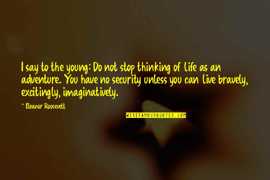 The Adventure Of Life Quotes By Eleanor Roosevelt: I say to the young: Do not stop