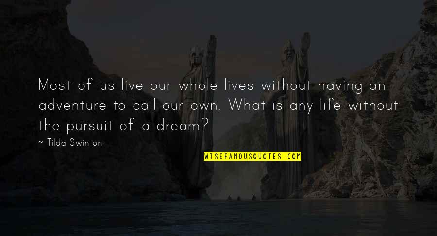 The Adventure Of Life Quotes By Tilda Swinton: Most of us live our whole lives without