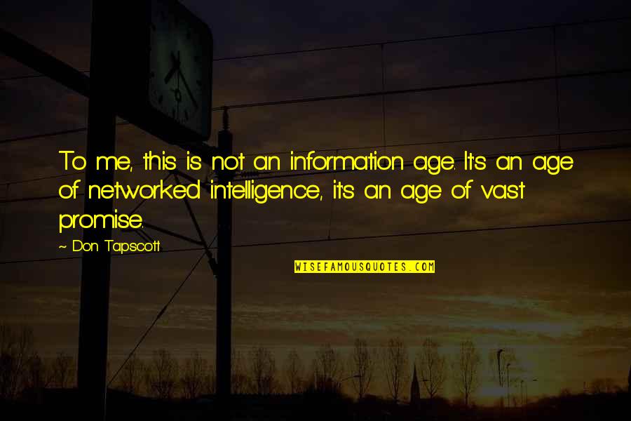 The Age Of Information Quotes By Don Tapscott: To me, this is not an information age.