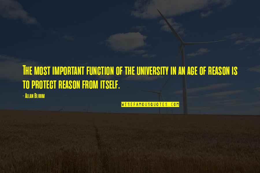 The Age Of Reason Quotes By Allan Bloom: The most important function of the university in