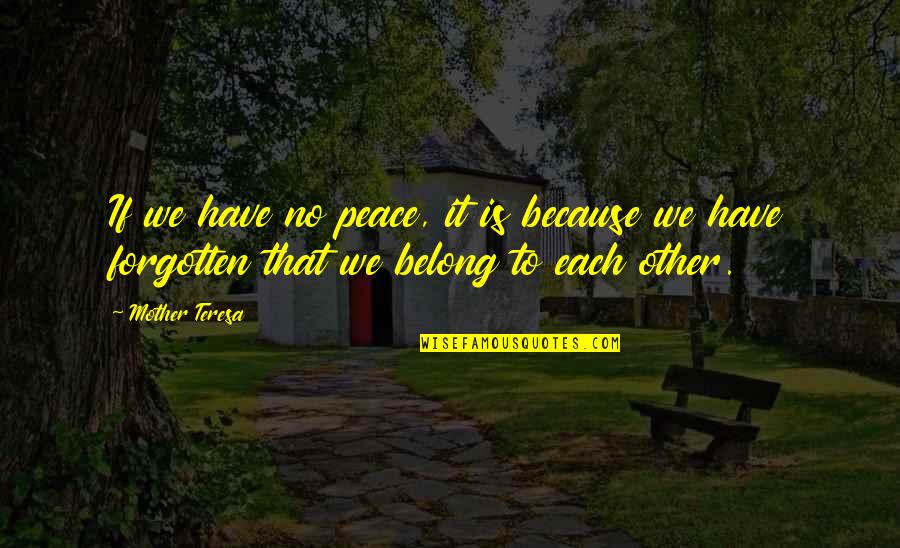 The Airborne Quotes By Mother Teresa: If we have no peace, it is because