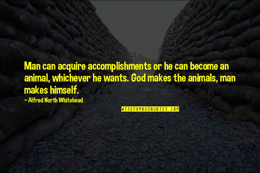 The Animal Quotes By Alfred North Whitehead: Man can acquire accomplishments or he can become The Animal Quotes By Alfred North Whitehead: Man can acquire accomplishments or he can become