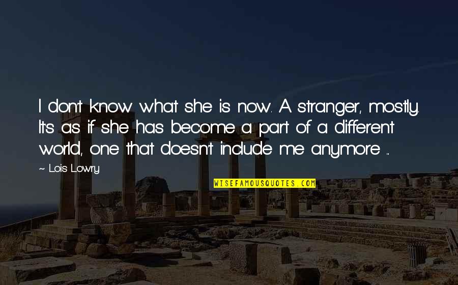The Apology By Plato Quotes By Lois Lowry: I don't know what she is now. A The Apology By Plato Quotes By Lois Lowry: I don't know what she is now. A