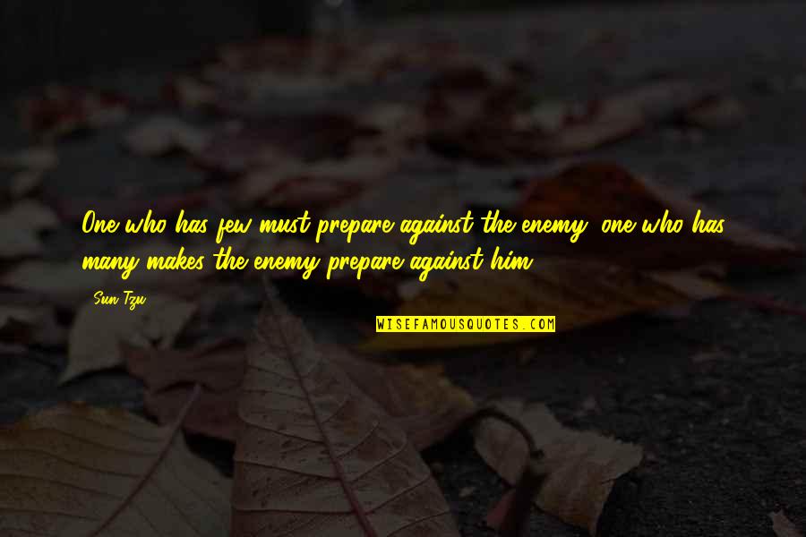 The Art Of War Quotes By Sun Tzu: One who has few must prepare against the