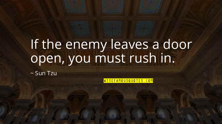 The Art War Quotes By Sun Tzu: If the enemy leaves a door open, you