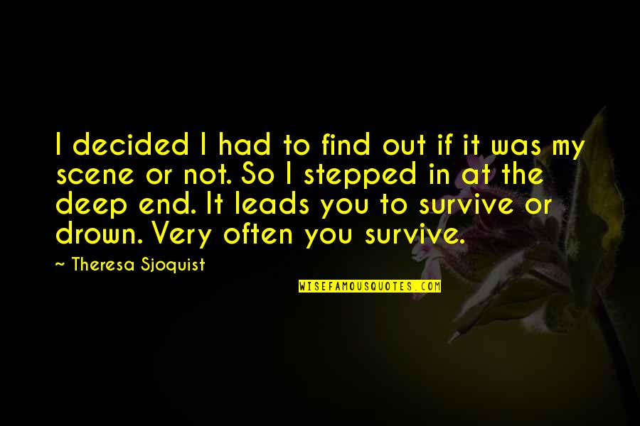 The Arts And Education Quotes By Theresa Sjoquist: I decided I had to find out if