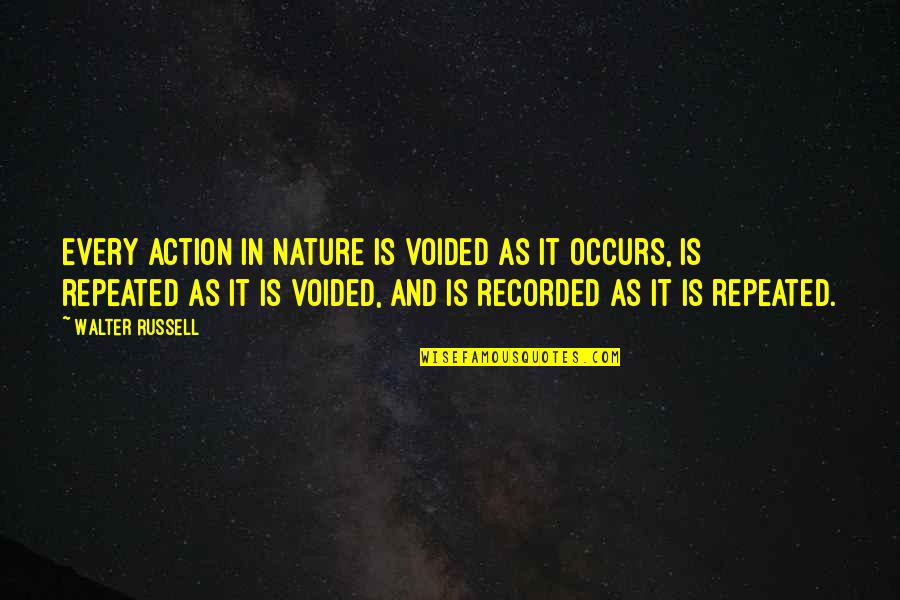 The Balance Of Nature Quotes By Walter Russell: Every action in Nature is voided as it