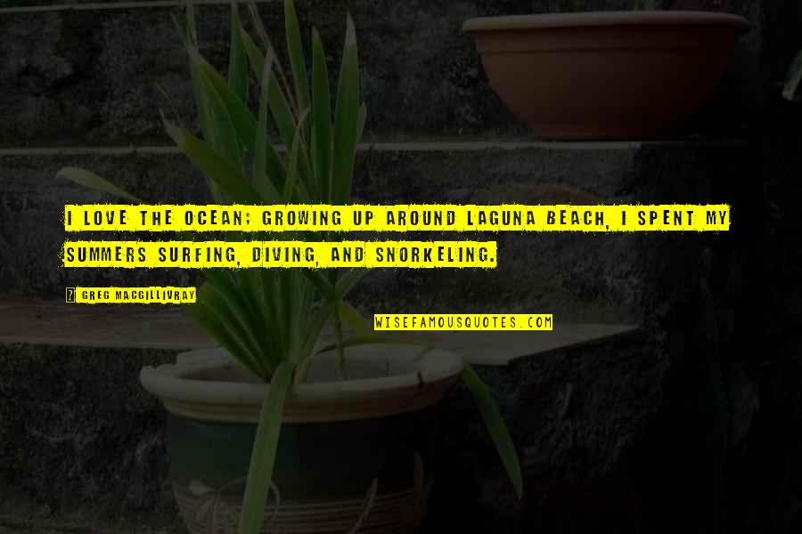 The Beach And Surfing Quotes By Greg MacGillivray: I love the ocean; growing up around Laguna The Beach And Surfing Quotes By Greg MacGillivray: I love the ocean; growing up around Laguna