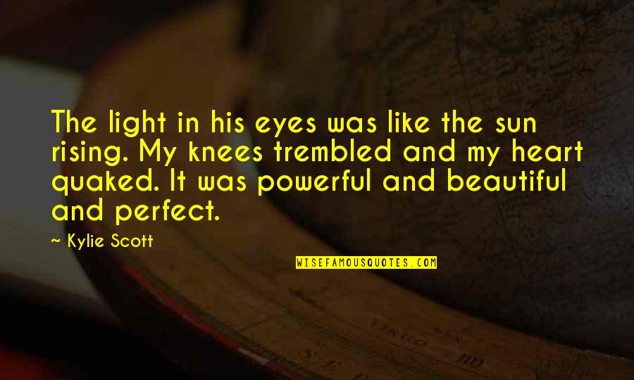 The Beautiful Eyes Quotes By Kylie Scott: The light in his eyes was like the