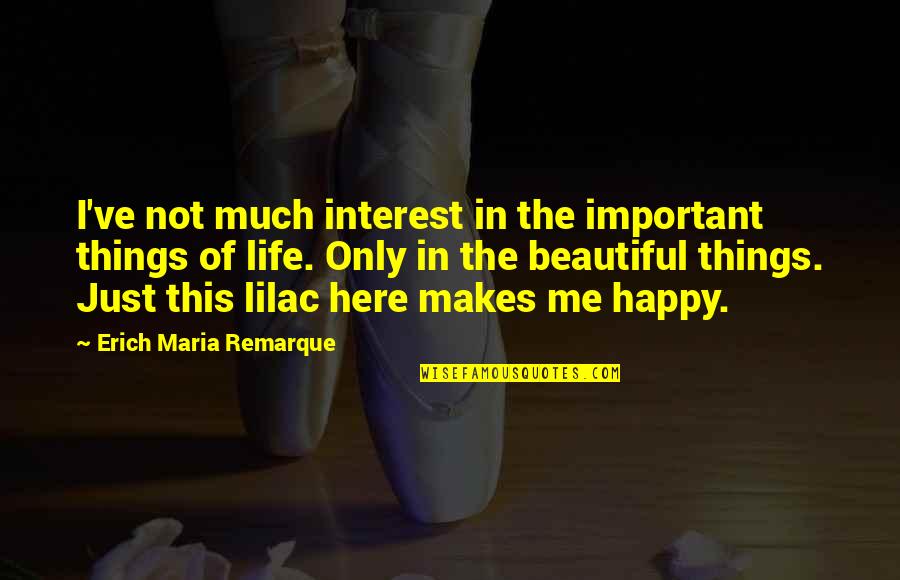 The Beautiful Things Quotes By Erich Maria Remarque: I've not much interest in the important things