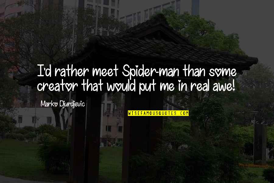 The Beauty Of Books Quotes By Marko Djurdjevic: I'd rather meet Spider-man than some creator that