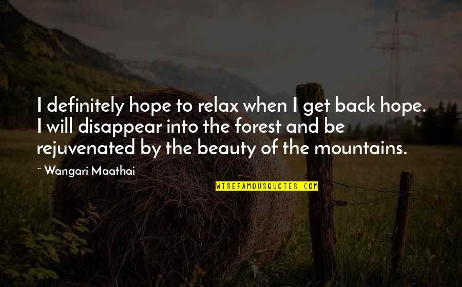 The Beauty Of Mountains Quotes By Wangari Maathai: I definitely hope to relax when I get The Beauty Of Mountains Quotes By Wangari Maathai: I definitely hope to relax when I get