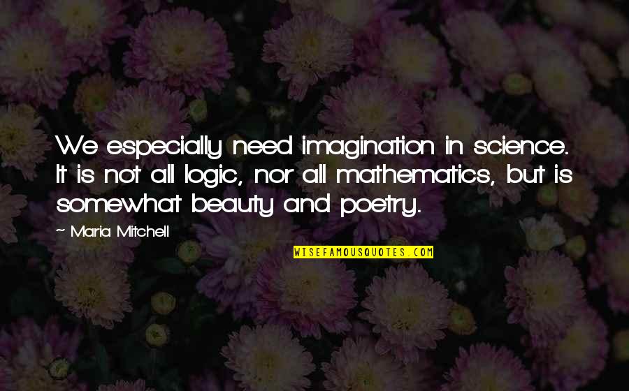 The Beauty Of Science Quotes By Maria Mitchell: We especially need imagination in science. It is The Beauty Of Science Quotes By Maria Mitchell: We especially need imagination in science. It is