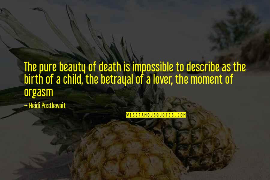 The Beauty Of The Moment Quotes By Heidi Postlewait: The pure beauty of death is impossible to