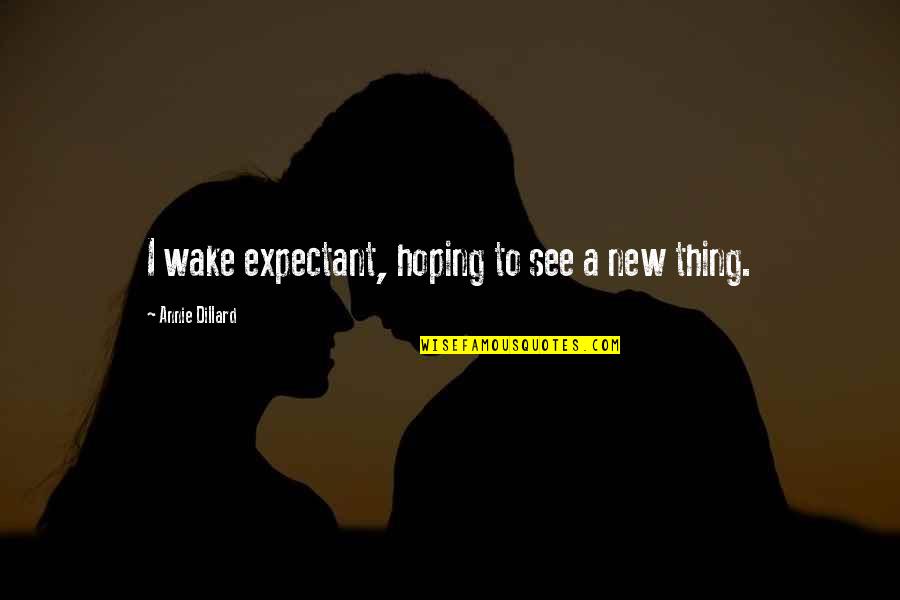 The Beginning Of A New Day Quotes By Annie Dillard: I wake expectant, hoping to see a new