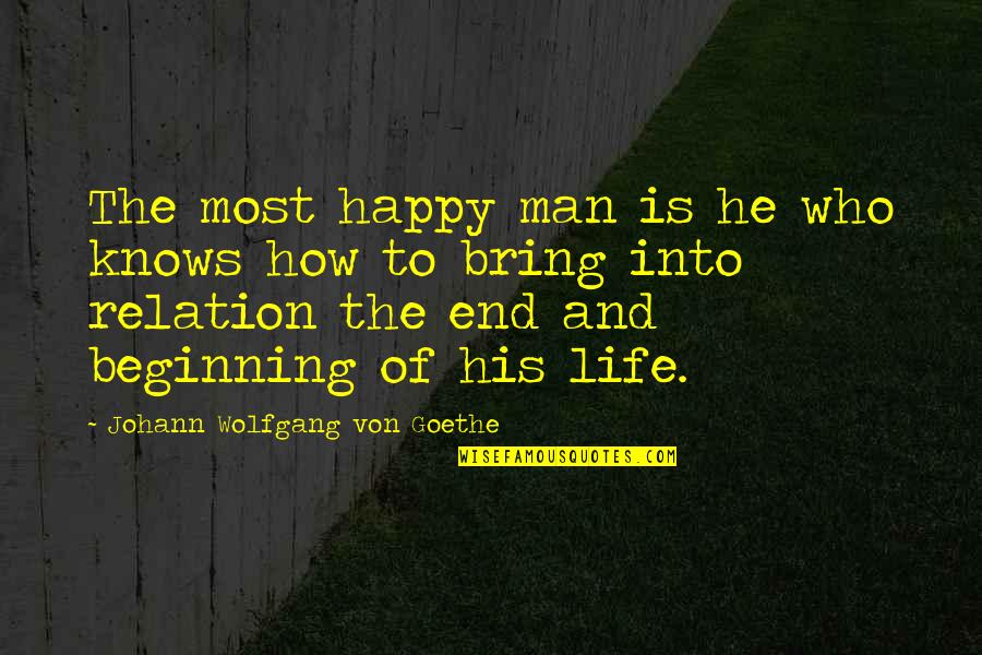 The Beginning Of Life Quotes By Johann Wolfgang Von Goethe: The most happy man is he who knows