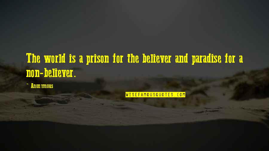 The Believer Quotes By Anonymous: The world is a prison for the believer