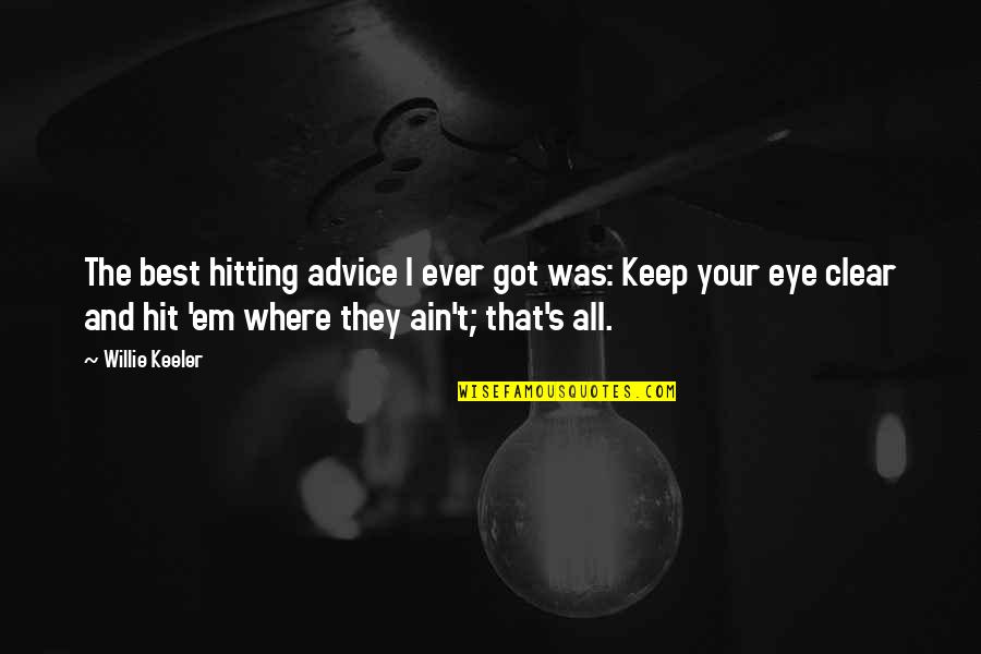 The Best Advice Quotes By Willie Keeler: The best hitting advice I ever got was: The Best Advice Quotes By Willie Keeler: The best hitting advice I ever got was: