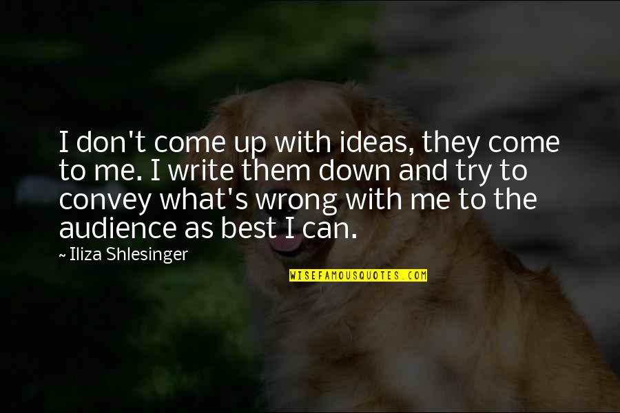 The Best Audience Quotes By Iliza Shlesinger: I don't come up with ideas, they come The Best Audience Quotes By Iliza Shlesinger: I don't come up with ideas, they come